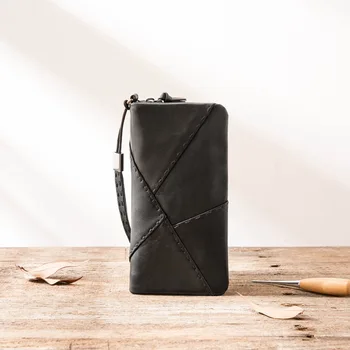 Handmade Real Cowhide Genuine Leather Wallet Men's Hand Bag Long Large Capacity Zipper Phone Purse Wristlet Clutch Zipper Around
Handmade Real Cowhide Genuine Leather Wallet Men's Hand Bag Long Large Capacity Zipper Phone Purse Wristlet Clutch Zipper Around