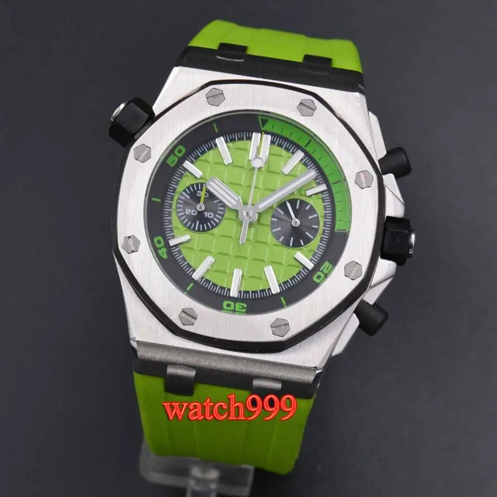 41mm Men's Multi-function Quartz Watch Deluxe Green Rubber Strap Full Chronograph Japanese Quartz Movement
41mm Men's Multi-function Quartz Watch Deluxe Green Rubber Strap Full Chronograph Japanese Quartz Movement