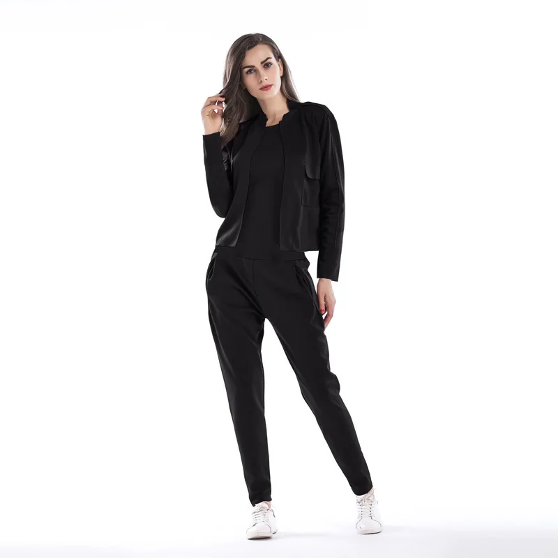 Promotion Flare Sleeve Floor-length Full Drawstring And Winter 2019 New Fashion Suit Woman Long Loose Coat Trousers |