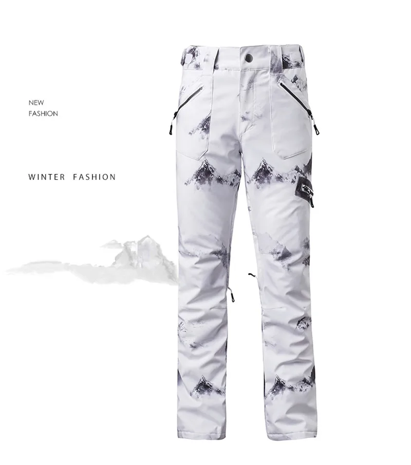 printed ski pants