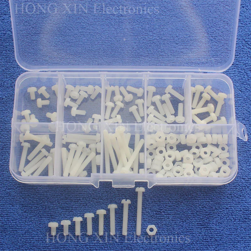 160Pcs White M3 PCB Plactic Threaded Hexagon Button Head Cross Screws nuts Bolt Assortment kit set Fastener Hardware Wholesale
160Pcs White M3 PCB Plactic Threaded Hexagon Button Head Cross Screws nuts Bolt Assortment kit set Fastener Hardware Wholesale