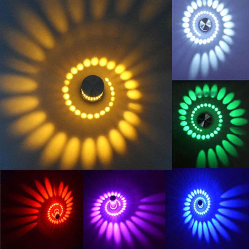 3W RGB LED Light Bulb Spiral Ceiling Wall Lamp Hallway Porch Remote Control Lamp