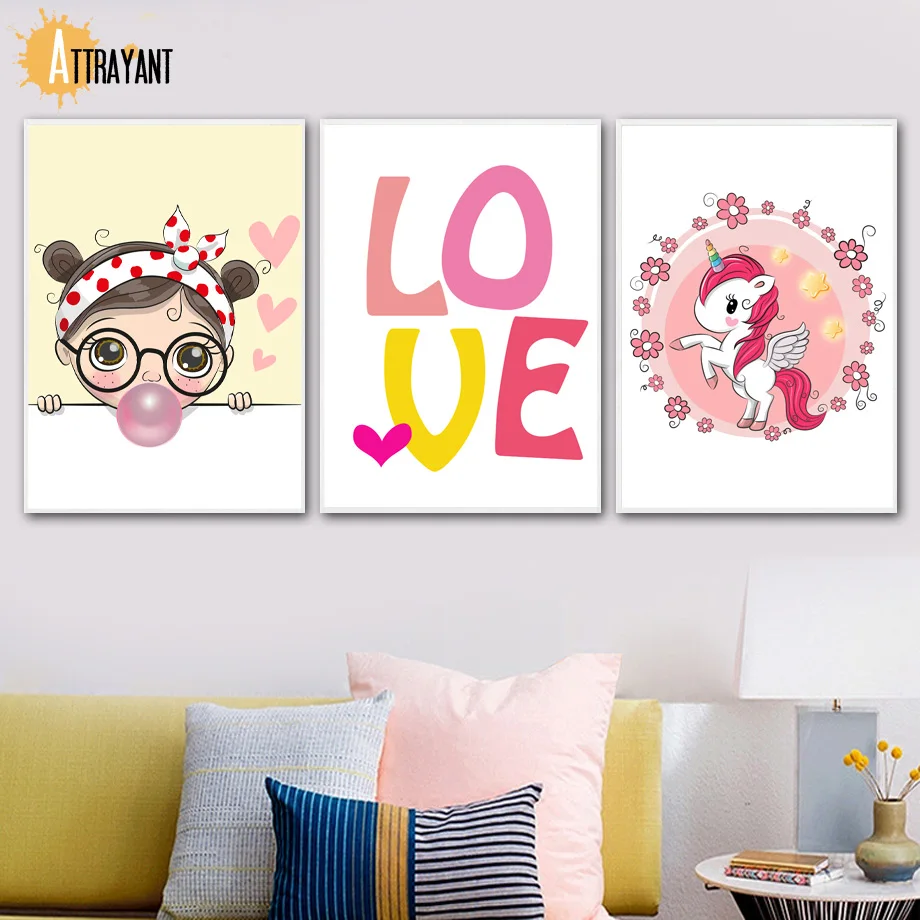 Cartoon Bubble Girl Love Unicorn Nordic Posters And Prints Wall Art Canvas Painting Animal Wall Pictures Baby Girl Room Decor
Cartoon Bubble Girl Love Unicorn Nordic Posters And Prints Wall Art Canvas Painting Animal Wall Pictures Baby Girl Room Decor