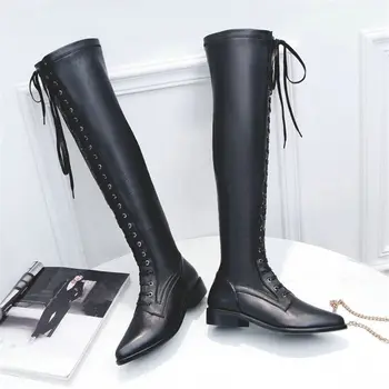 NAYIDUYUN Thigh High Boots Women Black Cow Leather Lace Up Knee High Riding Booties Low Heel Tall Shaft Punk Sneaker Oxfords
NAYIDUYUN Thigh High Boots Women Black Cow Leather Lace Up Knee High Riding Booties Low Heel Tall Shaft Punk Sneaker Oxfords