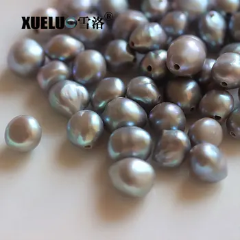 

XUELUO 10pcs/pack 12-14mm Grey Large Baroque Irregular Natural Genuine Cultured Freshwater Big Hole Loose Pearl Beads DIY pearls