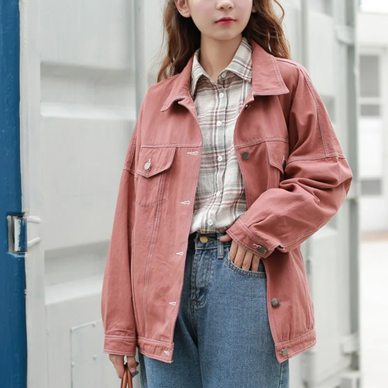 Solid Color Women Basic Coats Autumn Female Denim Jacket Loose Single Breasted Jeans Jackets Coat Casual Girls Outwear Casaco
Solid Color Women Basic Coats Autumn Female Denim Jacket Loose Single Breasted Jeans Jackets Coat Casual Girls Outwear Casaco