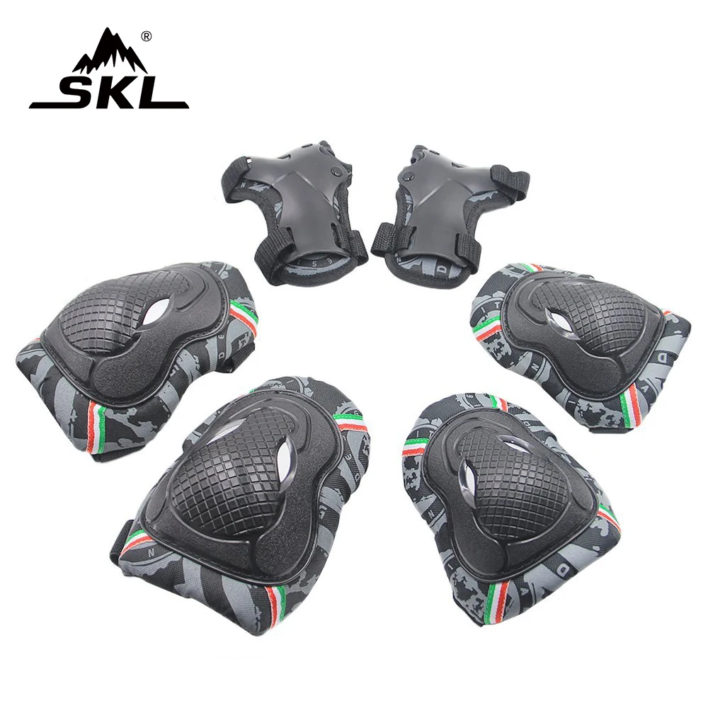 Фото SKL 6pcs Adult Sport Protective Gear Knee Elbow Pads and Wrist Pad Guard Set For Skateboard Rollerblades Biking Riding Cycling | Спорт и