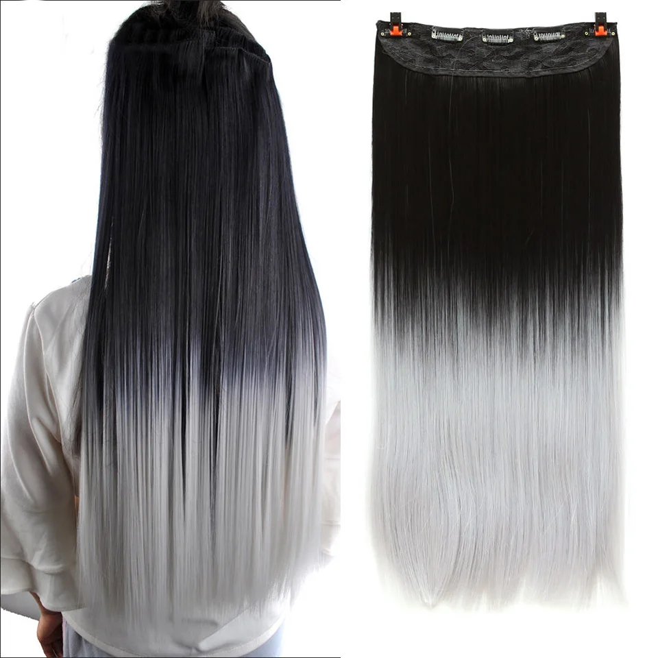 WTB Long Straight 5 Clip In Hair Extensions 3/4 Full Head Hairpieces Synthetic Natural Black to Grey Ombre Two Tones Fake Hair
WTB Long Straight 5 Clip In Hair Extensions 3/4 Full Head Hairpieces Synthetic Natural Black to Grey Ombre Two Tones Fake Hair