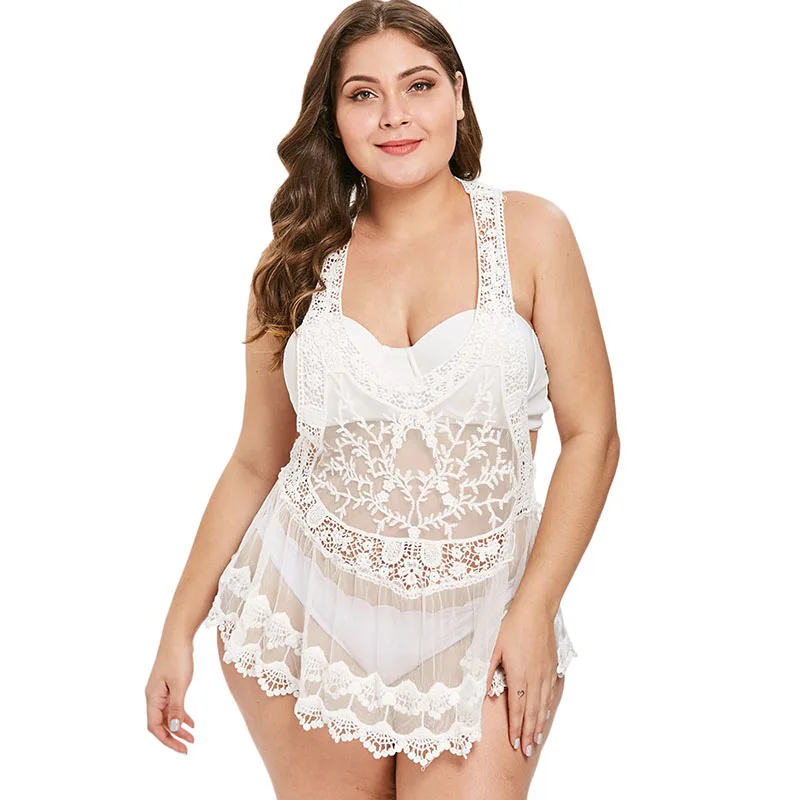Plus Size Lace Crochet White Women Cover Up Mesh Swimsuit Bikini Pareo Swimwear Sheer Bathing Suit Beach Swim Cover Ups Big Size
Plus Size Lace Crochet White Women Cover Up Mesh Swimsuit Bikini Pareo Swimwear Sheer Bathing Suit Beach Swim Cover Ups Big Size