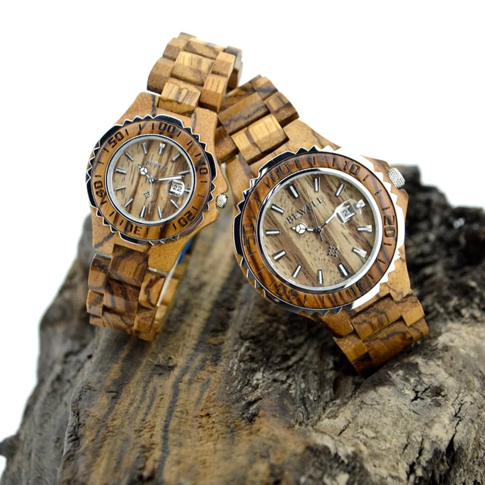 BEWELL 2018 Couple Watches Wooden Strap Luminous Hands Waterproof with Calendar Lover's Wood Watch as Valentines Gift 100B
BEWELL 2018 Couple Watches Wooden Strap Luminous Hands Waterproof with Calendar Lover's Wood Watch as Valentines Gift 100B