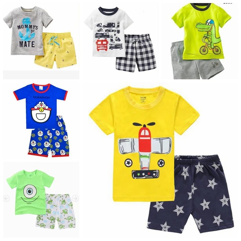 New Summer Cartoon Pattern Boys Pajamas Sets Short Sleeve T-Shirts Shorts Pants Sleepwear 100% Cotton Boy Pyjamas
New Summer Cartoon Pattern Boys Pajamas Sets Short Sleeve T-Shirts Shorts Pants Sleepwear 100% Cotton Boy Pyjamas