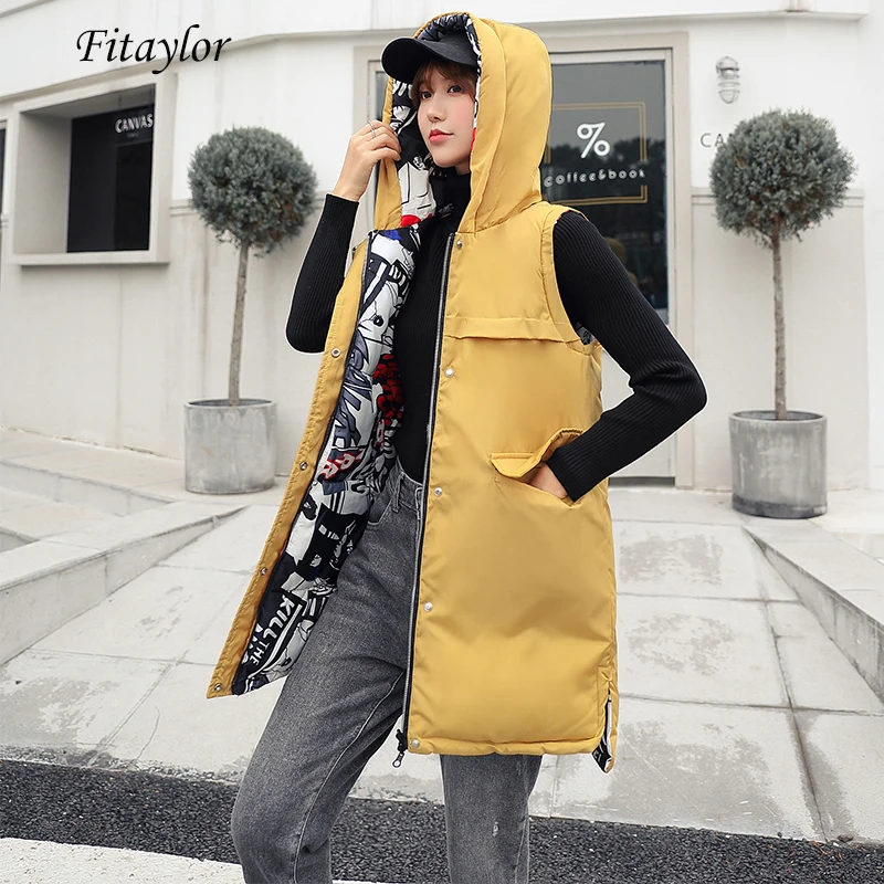 Fitaylor Plus Size Women Vest Winter Jacket Hooded Warm Cotton Padded Waistcoat Doublesided Wear Sleeveless Down Cotton Outwear
Fitaylor Plus Size Women Vest Winter Jacket Hooded Warm Cotton Padded Waistcoat Doublesided Wear Sleeveless Down Cotton Outwear