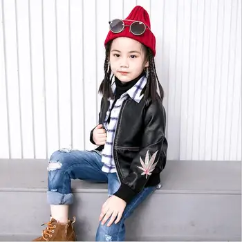 Baby girl Pu leather Maple leaf embroidery casual style jacket children's black long sleeve zipper coats boy outerwear tops ws69
Baby girl Pu leather Maple leaf embroidery casual style jacket children's black long sleeve zipper coats boy outerwear tops ws69