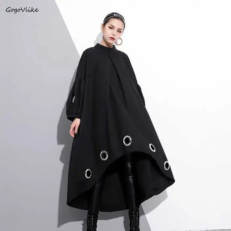 Asymetric Dress Metal Ring Shirt dress Oversize 2019 Spring Girl Shirt Dresses Plus size cool Black Women Clothing LT083S50
Asymetric Dress Metal Ring Shirt dress Oversize 2019 Spring Girl Shirt Dresses Plus size cool Black Women Clothing LT083S50