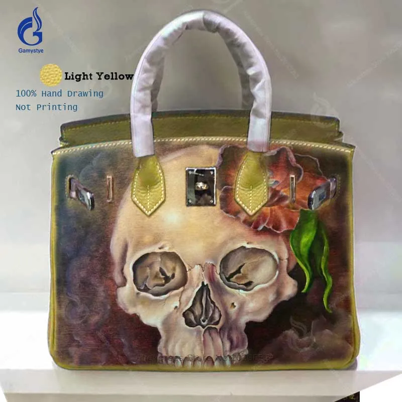 High Quality Genuine Leather Bags for Women 2018 New Designer Bag Personality Hand Painted Skull Tulip Crossbody Handbags Yellow
High Quality Genuine Leather Bags for Women 2018 New Designer Bag Personality Hand Painted Skull Tulip Crossbody Handbags Yellow