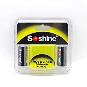 2Pcs/Lot Soshine 700mAh 3.7V Li-ion RCR123 Protected 16340 Rechargeable Battery with battery box
2Pcs/Lot Soshine 700mAh 3.7V Li-ion RCR123 Protected 16340 Rechargeable Battery with battery box