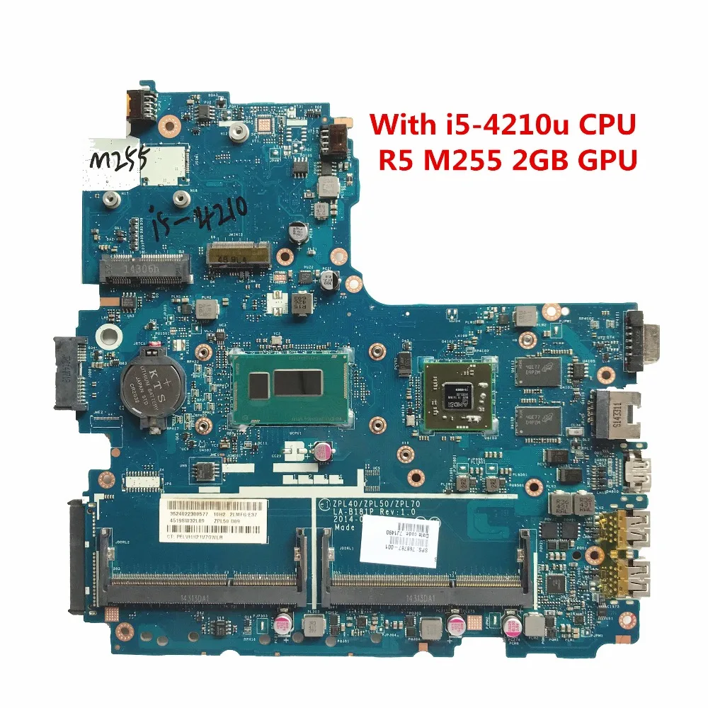 Материнская плата для ноутбука HP 450 G2 ZPL40/ZPL50/ZPL70 LA-B181P DDR3L с SR1EF i5-4210u CPU R5 M255 2 Гб MB 100%