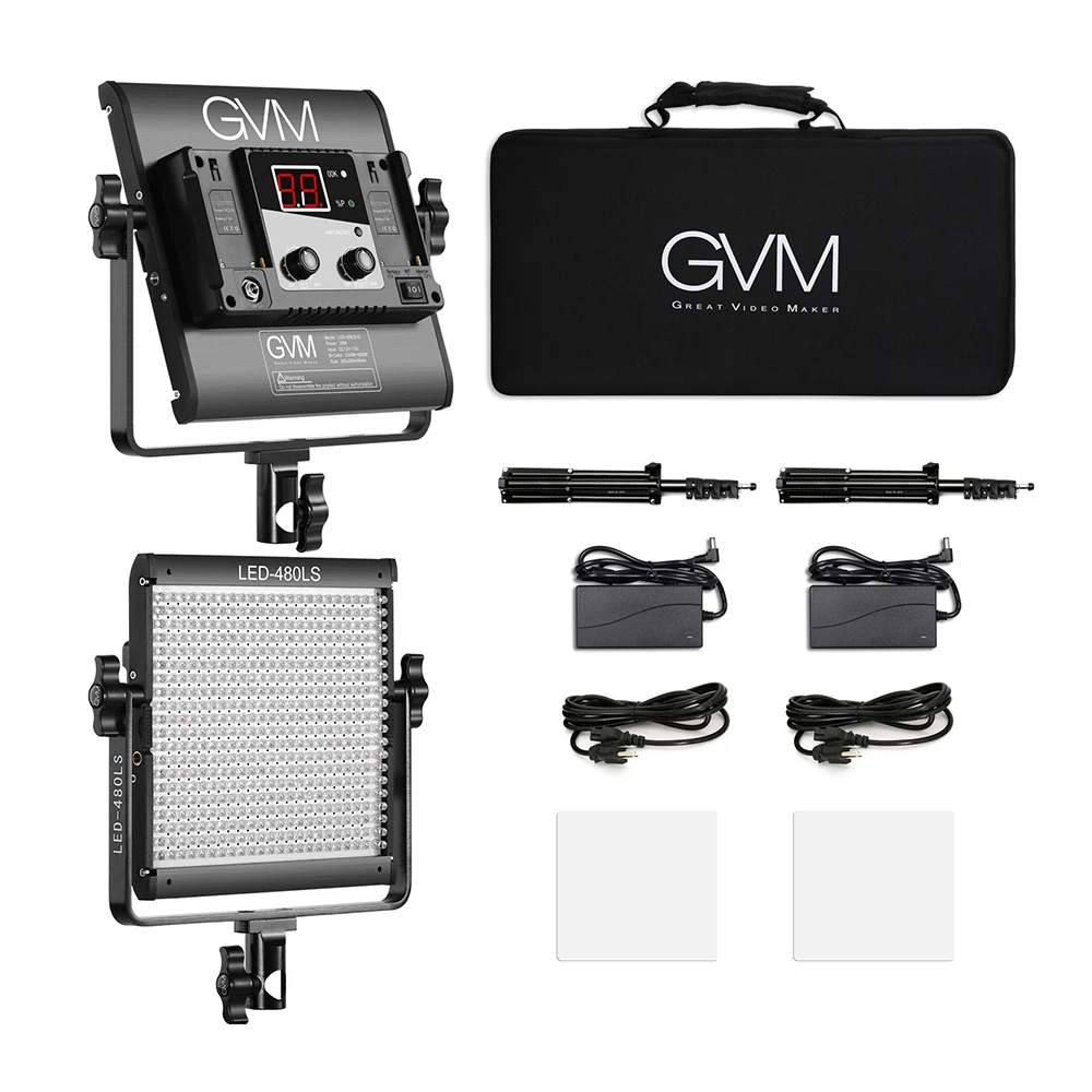 GVM LED-480LS 2pcs Dimmable Bi-color LED Video Panel Light and 70inch Stand Lighting Kit 2300-6800K Al Alloy Housing Photography
GVM LED-480LS 2pcs Dimmable Bi-color LED Video Panel Light and 70inch Stand Lighting Kit 2300-6800K Al Alloy Housing Photography