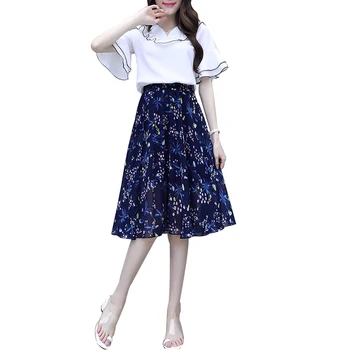 Chiffon Tpp Blouse & Pleat Skirt Women Two-Piece Clothing Set Korean Fashionable Flower Horn Sleeve Smock Gypsy Outfit Vetido
Chiffon Tpp Blouse & Pleat Skirt Women Two-Piece Clothing Set Korean Fashionable Flower Horn Sleeve Smock Gypsy Outfit Vetido