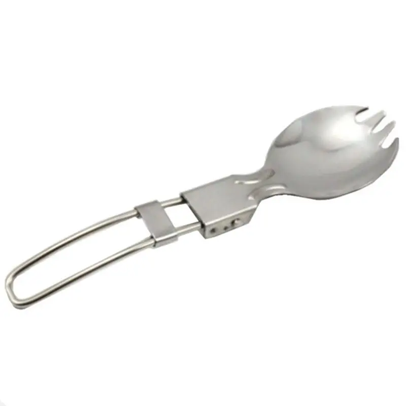 

Outdoor Camping Hiking Stainless Steel Metal Fork Spoon Tableware Cookout Picnic Foldable Folding Spork