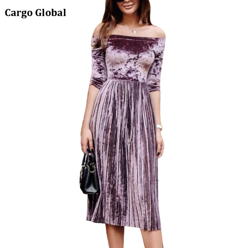 Autumn Winter Dress Women Half Sleeve Slash Neck Slim Fit Velvet Dresses Ladies Mid Calf Party Dress
Autumn Winter Dress Women Half Sleeve Slash Neck Slim Fit Velvet Dresses Ladies Mid Calf Party Dress