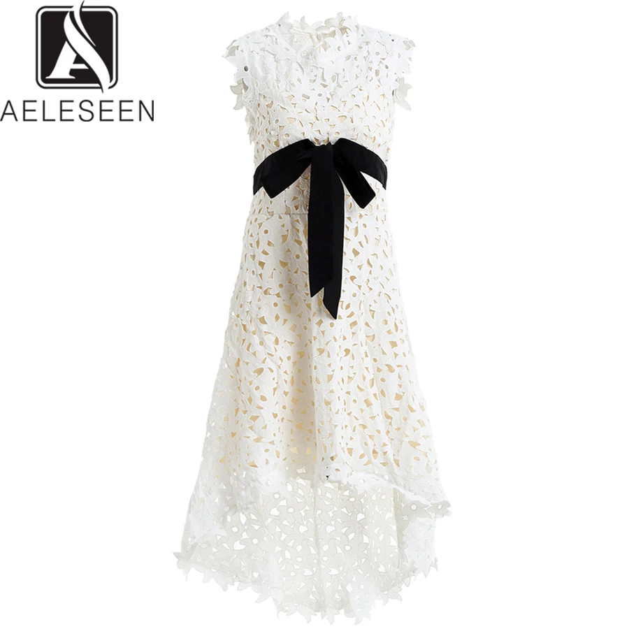AEESEEN Luxury Runway Women 2019 Fashion New Sleeveless White Lace Hollow Out Knee-Length Belt Irregular Dovetail Elegant Dress
AEESEEN Luxury Runway Women 2019 Fashion New Sleeveless White Lace Hollow Out Knee-Length Belt Irregular Dovetail Elegant Dress