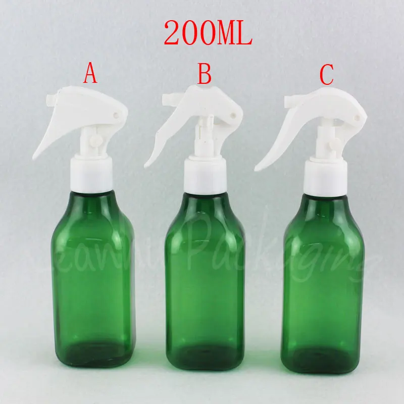 200ML Green Square Plastic Bottle With Trigger Spray Pump 200CC Makeup Sub-bottling Toner / Water Packaging | Красота и здоровье