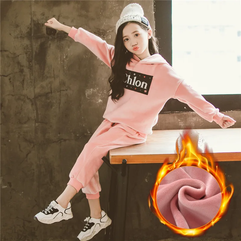 4-15 Years Girls Double Velvet Hooded Suits Girls Super Soft Composite Thickening Pullover and Pants Set Winter Children Clothes
4-15 Years Girls Double Velvet Hooded Suits Girls Super Soft Composite Thickening Pullover and Pants Set Winter Children Clothes