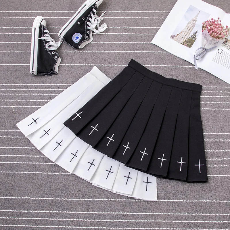 S-XL 2019 Pleated Skirt Women Harajuku Sweet Fresh Feeling High Waist Pleated Skirt Elastic Waist Cross Embroidery Skirt
S-XL 2019 Pleated Skirt Women Harajuku Sweet Fresh Feeling High Waist Pleated Skirt Elastic Waist Cross Embroidery Skirt