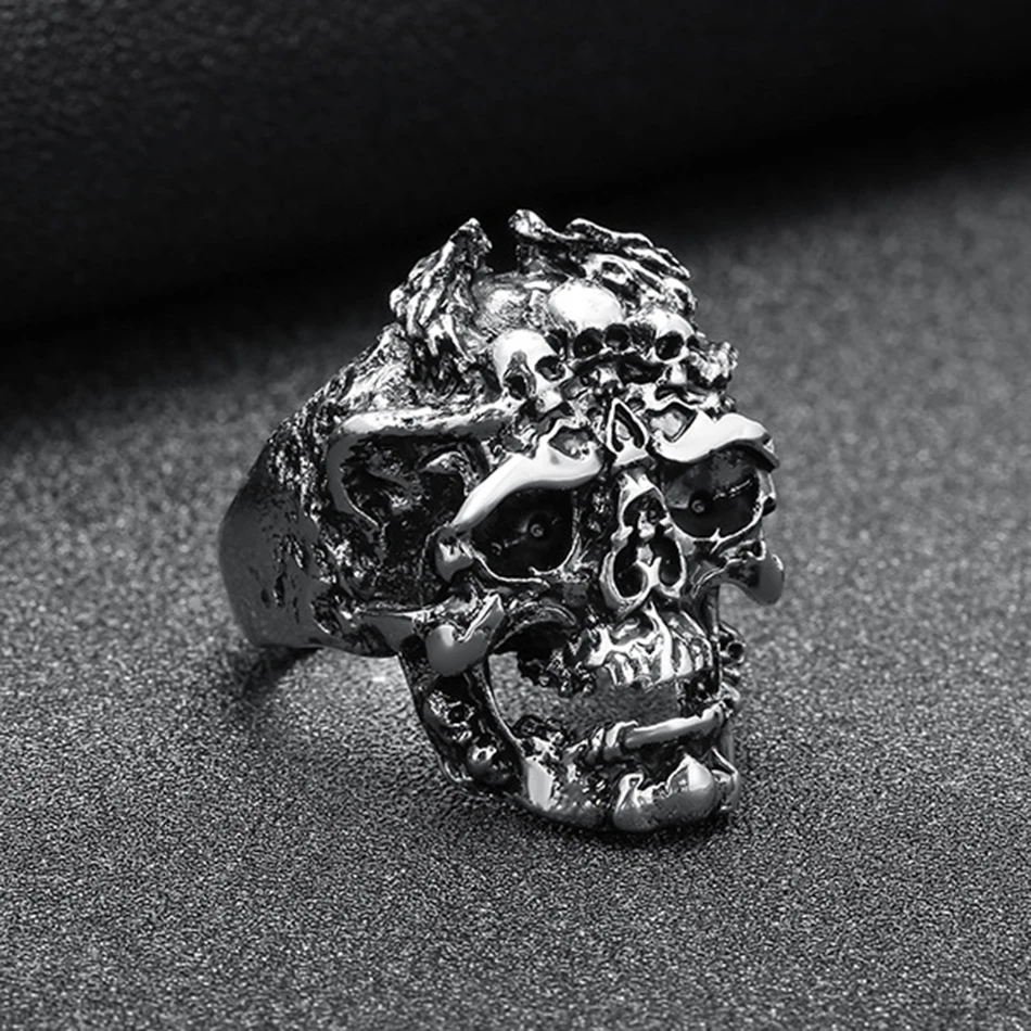 Liumo модное быстрое черное мужское байкерское кольцо из медного сплава с черепом