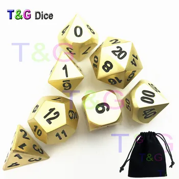 High Quality T&G Creative RPG Matt Golden Metal Dice set of 7pcs D4 D6 D8 D10 D12 D20 D% Plus A Black Bag
High Quality T&G Creative RPG Matt Golden Metal Dice set of 7pcs D4 D6 D8 D10 D12 D20 D% Plus A Black Bag