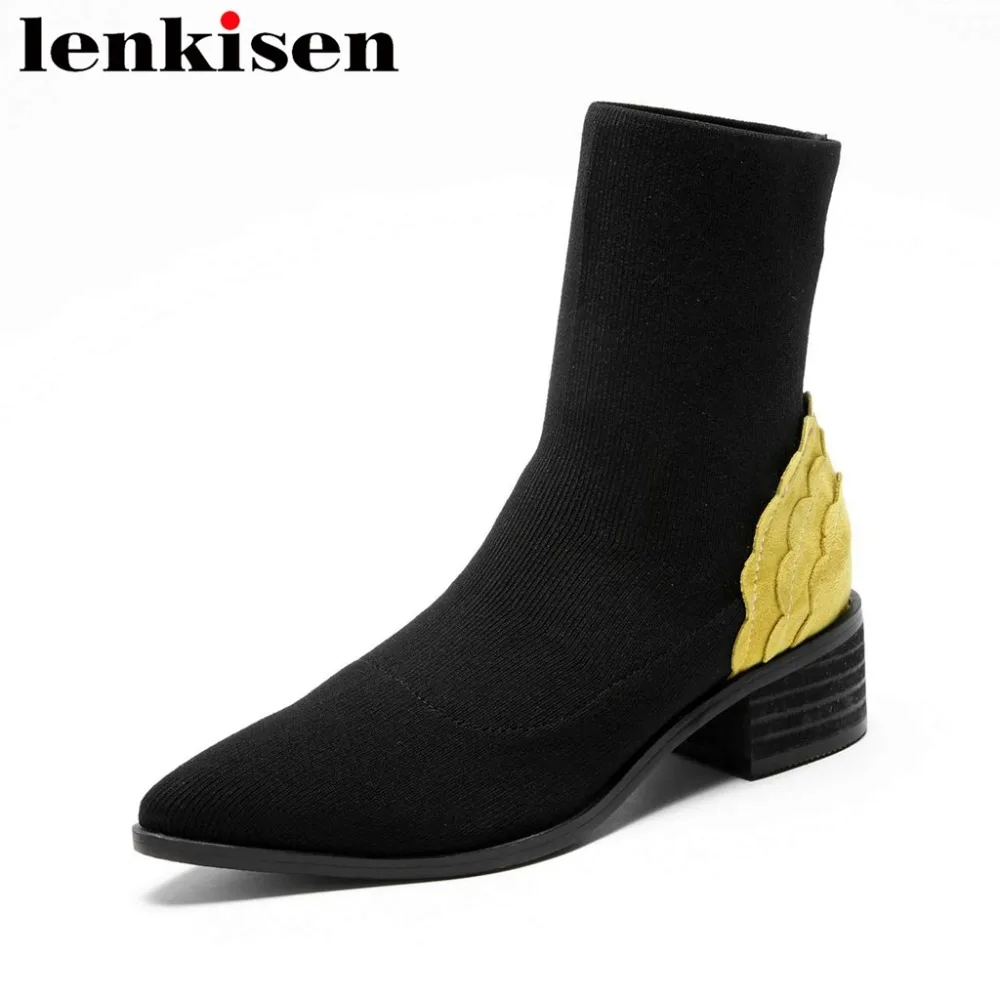Lenkisen slim famous brand square med heels slip on patchwork pointed toe high quality korean girls rome women ankle boots L02
Lenkisen slim famous brand square med heels slip on patchwork pointed toe high quality korean girls rome women ankle boots L02