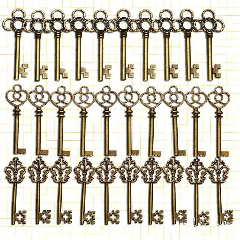 KiWarm 30pcs DIY Large Vintage Ornate Skeleton Keys Antique Bronze Pendant Wedding Hanging Decor DIY Jewelry Bracelet Crafts
KiWarm 30pcs DIY Large Vintage Ornate Skeleton Keys Antique Bronze Pendant Wedding Hanging Decor DIY Jewelry Bracelet Crafts