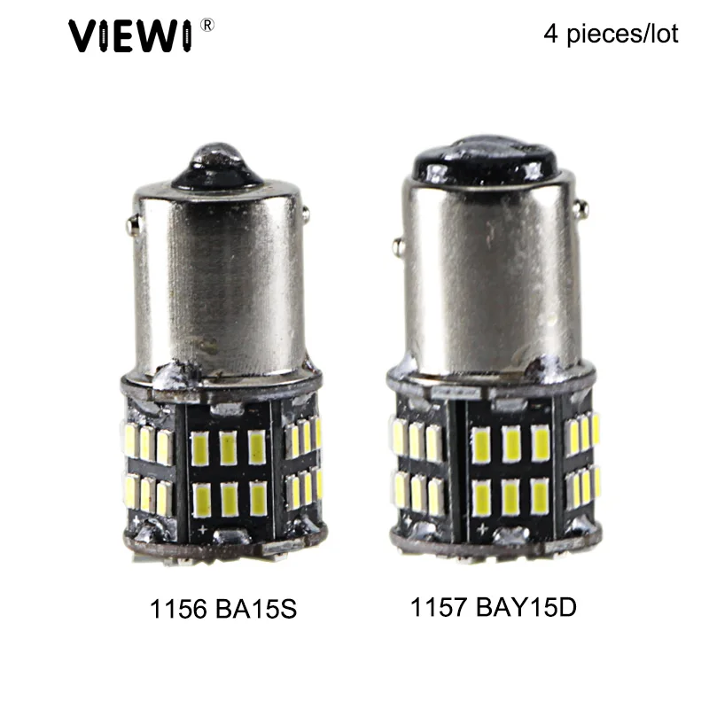 

4pcs P21W 1156 BA15S 1157 BAY15D super white bulb 6000K 2W smd 3014 leds 12v 24v Auto Reverse Lamp Daytime Running Signal Light