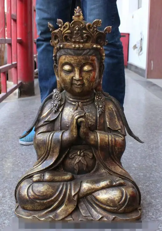 S02041 22" Folk Chinese Bronze Gilt Temple Shakyamuni Maitreya Buddha Kwan-Yin Statue (B0328)
S02041 22" Folk Chinese Bronze Gilt Temple Shakyamuni Maitreya Buddha Kwan-Yin Statue (B0328)