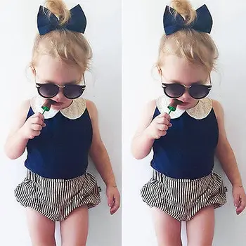 2016 New Fashion Baby Girls Clothes Summer Sleeveless Peter Pan Collar Vest Top + Shorts Bloomers 2PCS Outfit Kids Clothing Set
2016 New Fashion Baby Girls Clothes Summer Sleeveless Peter Pan Collar Vest Top + Shorts Bloomers 2PCS Outfit Kids Clothing Set