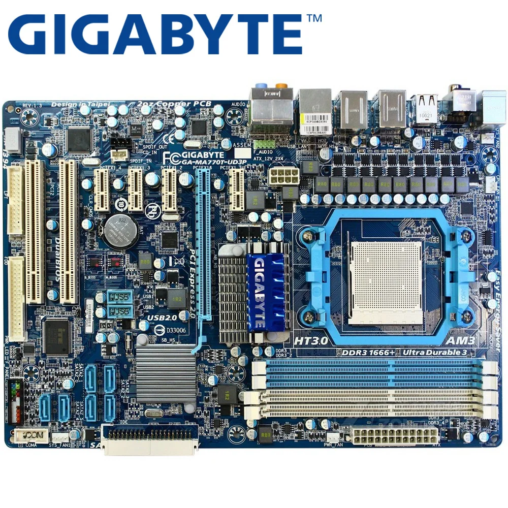 GIGABYTE Original GA-MA770T-UD3P Desktop Motherboard 770 Socket AM3 DDR3 16G For Phenom II Athlon II ATX Used MA770T-UD3P
GIGABYTE Original GA-MA770T-UD3P Desktop Motherboard 770 Socket AM3 DDR3 16G For Phenom II Athlon II ATX Used MA770T-UD3P