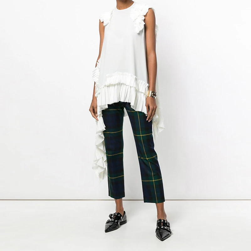2019 summer irregular women long t shirt Ruffles sleeveless o neck vogue oversized white korean harajuku streetwear female top
2019 summer irregular women long t shirt Ruffles sleeveless o neck vogue oversized white korean harajuku streetwear female top