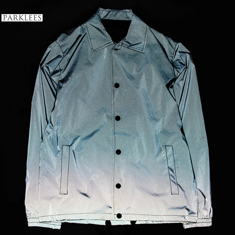 Spring Reflective Jacket Men Solid Color European Style Windbreaker Jackets Long Sleeve Hip Hop Fashion Mens Jackets and Coats
Spring Reflective Jacket Men Solid Color European Style Windbreaker Jackets Long Sleeve Hip Hop Fashion Mens Jackets and Coats