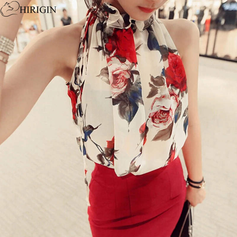 HIRIGIN 2017 Sexy Women Blouses Ladies Chiffon Sleeveless High Ruffle Neck Floral Pleated Shirt Tops Blouse Female Halter Tops
HIRIGIN 2017 Sexy Women Blouses Ladies Chiffon Sleeveless High Ruffle Neck Floral Pleated Shirt Tops Blouse Female Halter Tops