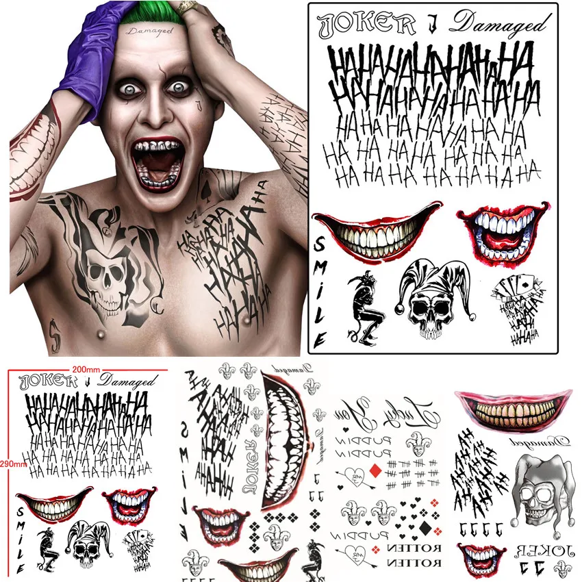 Batman The Joker Temporary Tattoos Sticker Suicide Squad Harley Quinn Cosplay Costume Prop
Batman The Joker Temporary Tattoos Sticker Suicide Squad Harley Quinn Cosplay Costume Prop