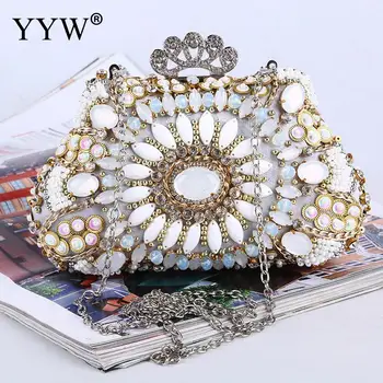 Fashion High Quality Evening Party Rhinestone Clutch Purse With Flower Shape White Bag Women Jewelry With Chain Shoulder Bags
Fashion High Quality Evening Party Rhinestone Clutch Purse With Flower Shape White Bag Women Jewelry With Chain Shoulder Bags