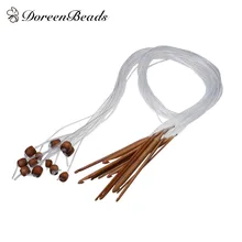DoreenBeads Bambu Natural Tapete Afegão Tunisino Crochet Ganchos Agulhas Flexível de Forma Aleatória 130 cm, 1 Set (12 pçs/set)(China)