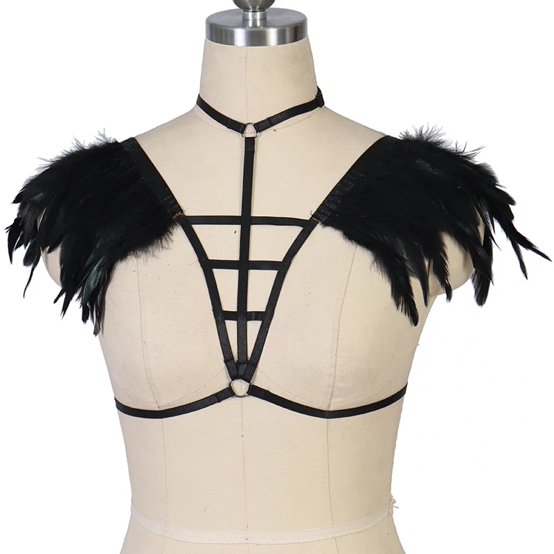 Gothic Black Body Harness Hollow Suspender Belt BurningMan Costumes Feather Cage Bra Elastic Adjustable Pole Dance Harness Bra
Gothic Black Body Harness Hollow Suspender Belt BurningMan Costumes Feather Cage Bra Elastic Adjustable Pole Dance Harness Bra