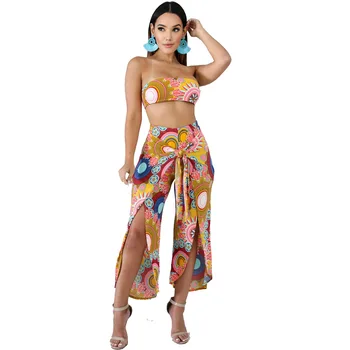 Summer Sexy 2 Piece Set Women Strapless Crop Tops + Long Hight Split Wide leg Pant club outfits Bandage casual trousers suit
Summer Sexy 2 Piece Set Women Strapless Crop Tops + Long Hight Split Wide leg Pant club outfits Bandage casual trousers suit