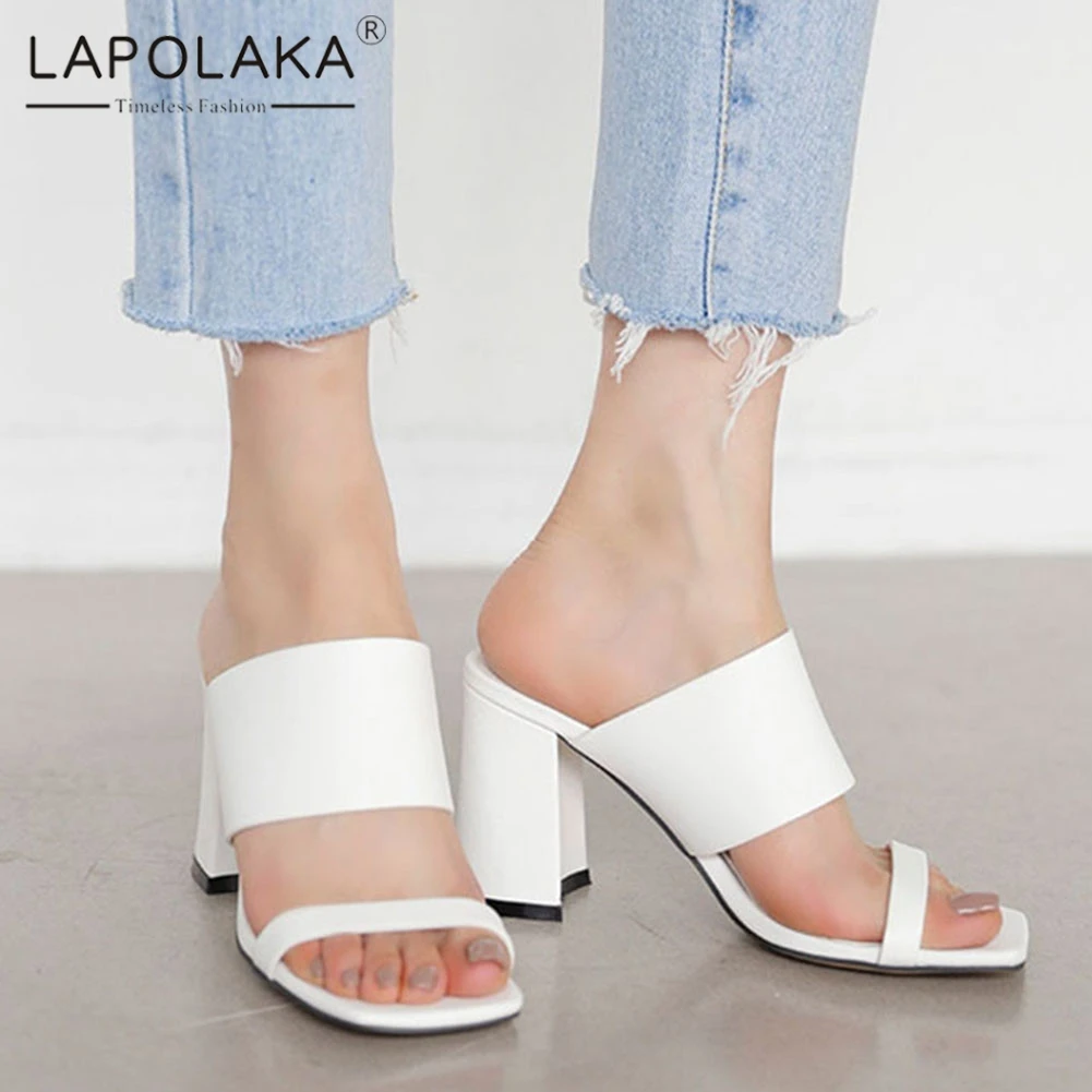 Lapolaka New Big Size 33-40 women's Genuine Leather Ladies High Heels Mules Shoes Woman Casual Outside Summer Slippers 2019
Lapolaka New Big Size 33-40 women's Genuine Leather Ladies High Heels Mules Shoes Woman Casual Outside Summer Slippers 2019