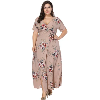 Bohemian Women Summer Beach Dress Sexy V Neck Short Sleeve Split Dress Big Size 7XL Long Maxi Beach Dress for Holiday
Bohemian Women Summer Beach Dress Sexy V Neck Short Sleeve Split Dress Big Size 7XL Long Maxi Beach Dress for Holiday