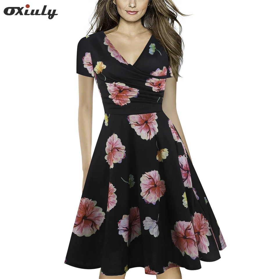 Form Fitting Floral Printed Dress Black Blue Sexy Women Summer Dress Short Sleeve Knee Length Elegant A-Line Dress
Form Fitting Floral Printed Dress Black Blue Sexy Women Summer Dress Short Sleeve Knee Length Elegant A-Line Dress