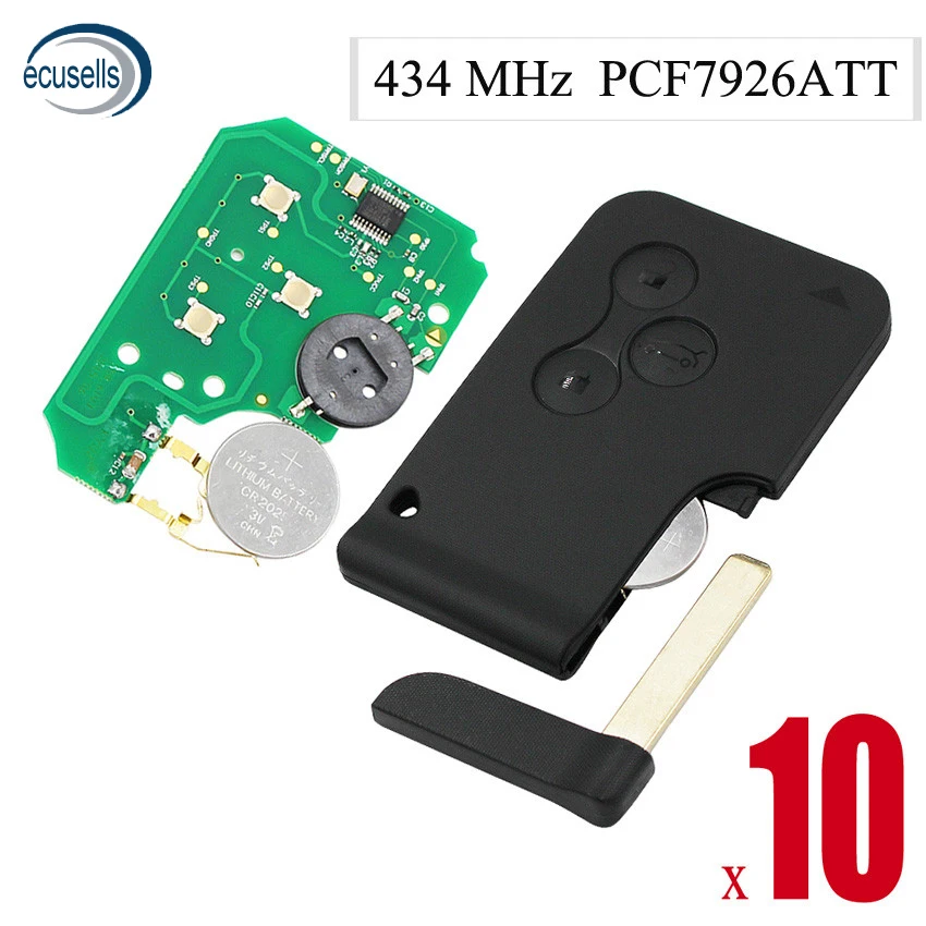10PCS/LOT, Smart card Remote Key 3 Button 7926ATT 434MHZ ID46 PCF7947 Chip for Renault Megane Scenic 2003-2008
10PCS/LOT, Smart card Remote Key 3 Button 7926ATT 434MHZ ID46 PCF7947 Chip for Renault Megane Scenic 2003-2008
