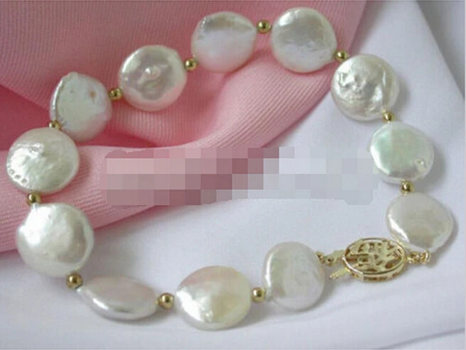 Hot sell lustrous 8" 13mm coin white freshwater pearl bangle bracelet gild clasp -Bridal jewelry free shipping
Hot sell lustrous 8" 13mm coin white freshwater pearl bangle bracelet gild clasp -Bridal jewelry free shipping